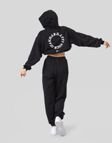Message Ring Cropped Hoodie - Black