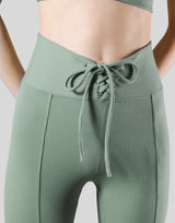 Ribbed Lace-Up Leggings - Melty Green