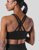 Woven Label Double Cross Strap Bratop - Black