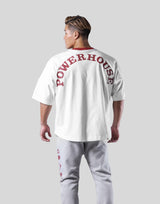 LÝFT × Power House Gym Logo Wide Shoulder Big T-Shirt - White
