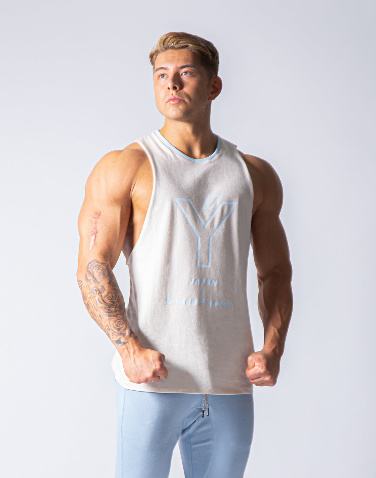 Drop Shoulder Tanktop - Ivory / White