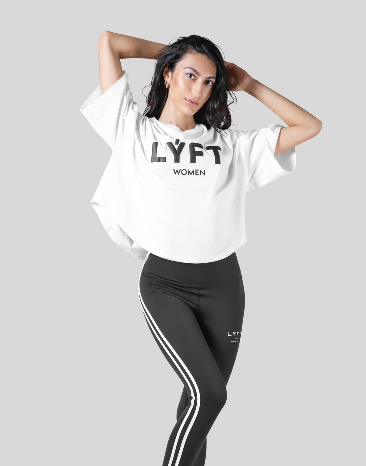 LÝFT Club Wide Cropped T-Shirt - White