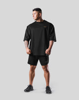 Back Gold Emblem Extra Big T-Shirt - Black