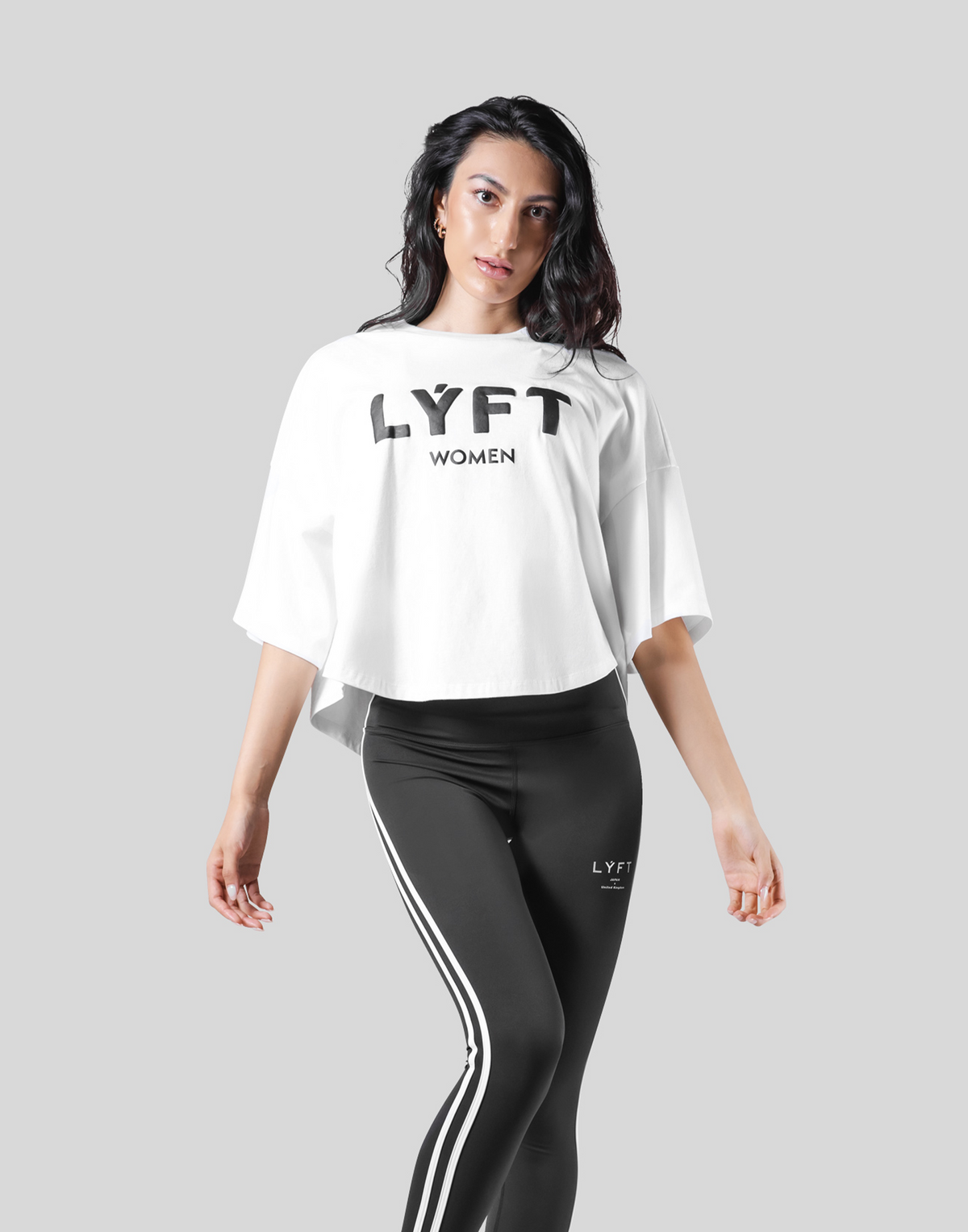 LÝFT Club Wide Cropped T-Shirt - White