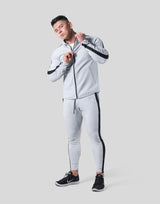 One Line Stretch Zip-Up Hoodie - Grey