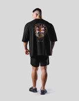 Back Gold Emblem Extra Big T-Shirt - Black