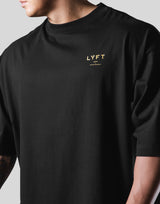 Back Gold Emblem Extra Big T-Shirt - Black