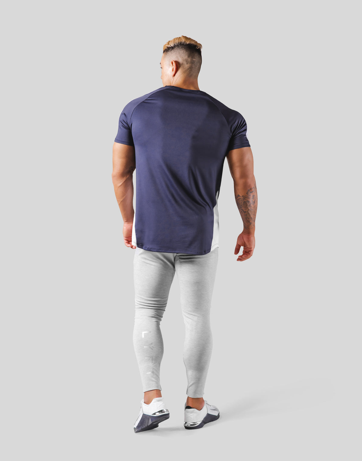 Side Mesh Stretch T-Shirt - Navy