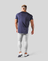 Side Mesh Stretch T-Shirt - Navy