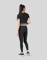 Old Logo Stripe Rib Cropped T-Shirt - Black