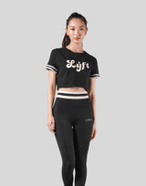 Old Logo Stripe Rib Cropped T-Shirt - Black
