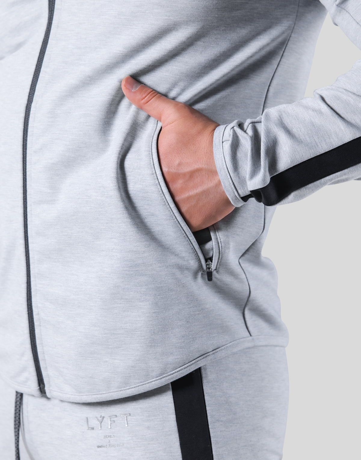 One Line Stretch Zip-Up Hoodie - Grey