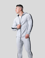 One Line Stretch Zip-Up Hoodie - Grey