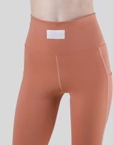 Woven Label Pocket Leggings - Coral