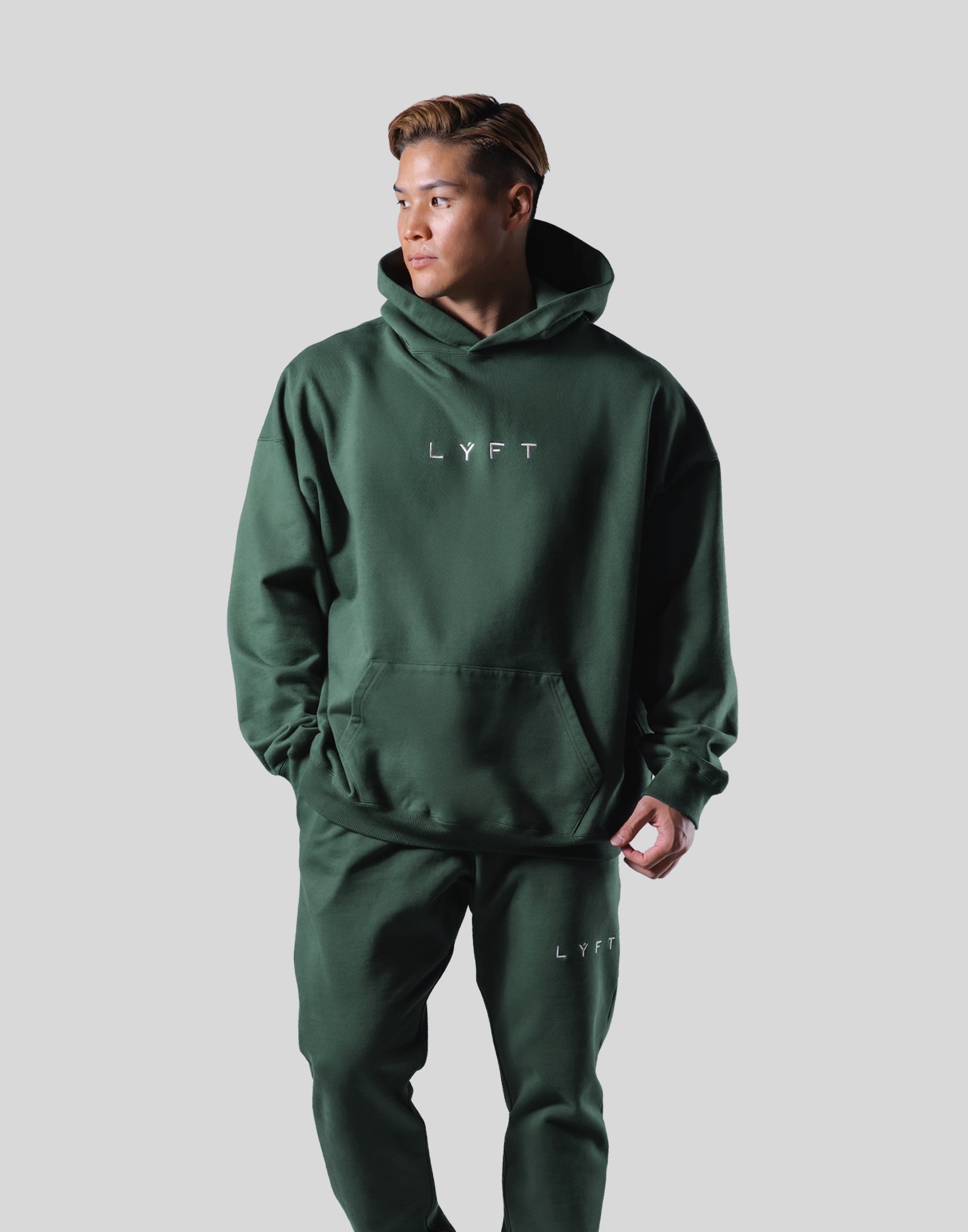 Logo Stitch Oversize Sweat Hoodie - Green – LÝFT