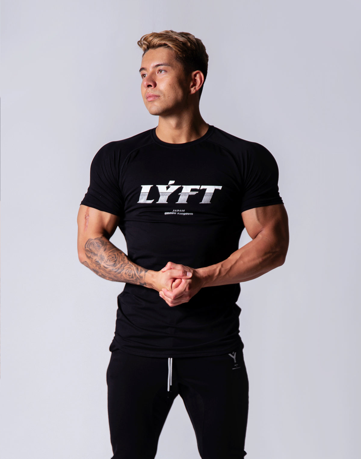 Sportec Slim Fit T-Shirts / Black / White / Smoky Blue