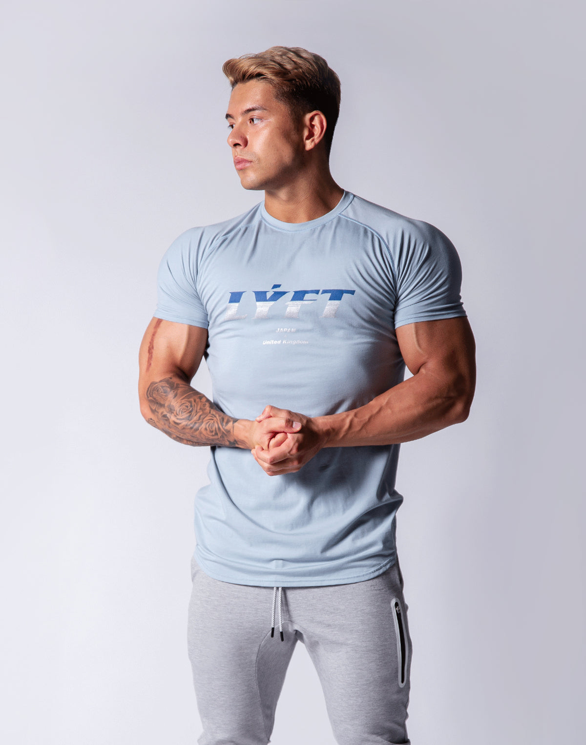 Sportec Slim Fit T-Shirts / Black / White / Smoky Blue