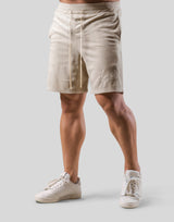 Script Logo Pile Shorts - Beige
