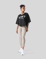 LÝFT Club Wide Cropped T-Shirt - Black