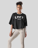 LÝFT Club Wide Cropped T-Shirt - Black