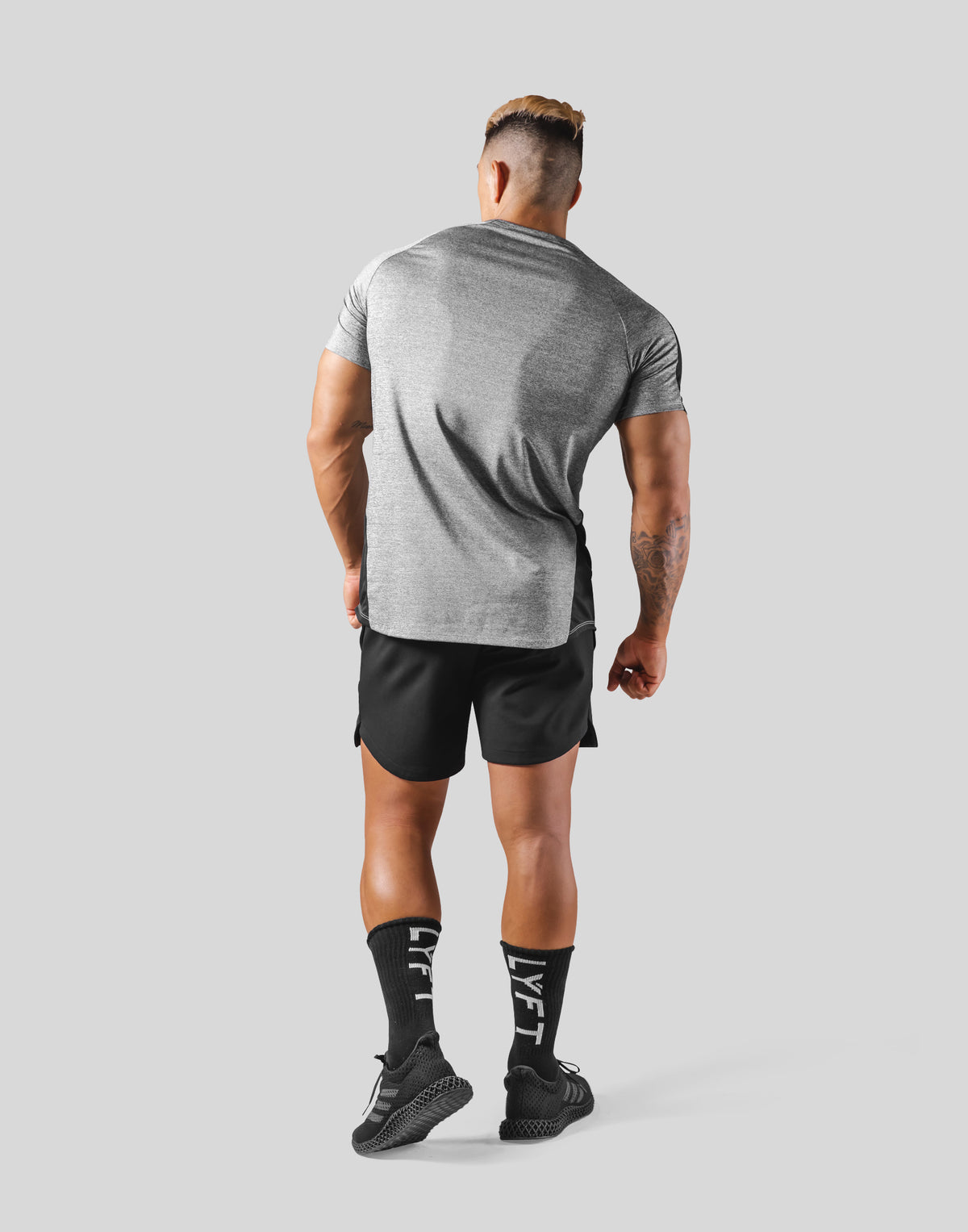 Side Mesh Stretch T-Shirt - Grey