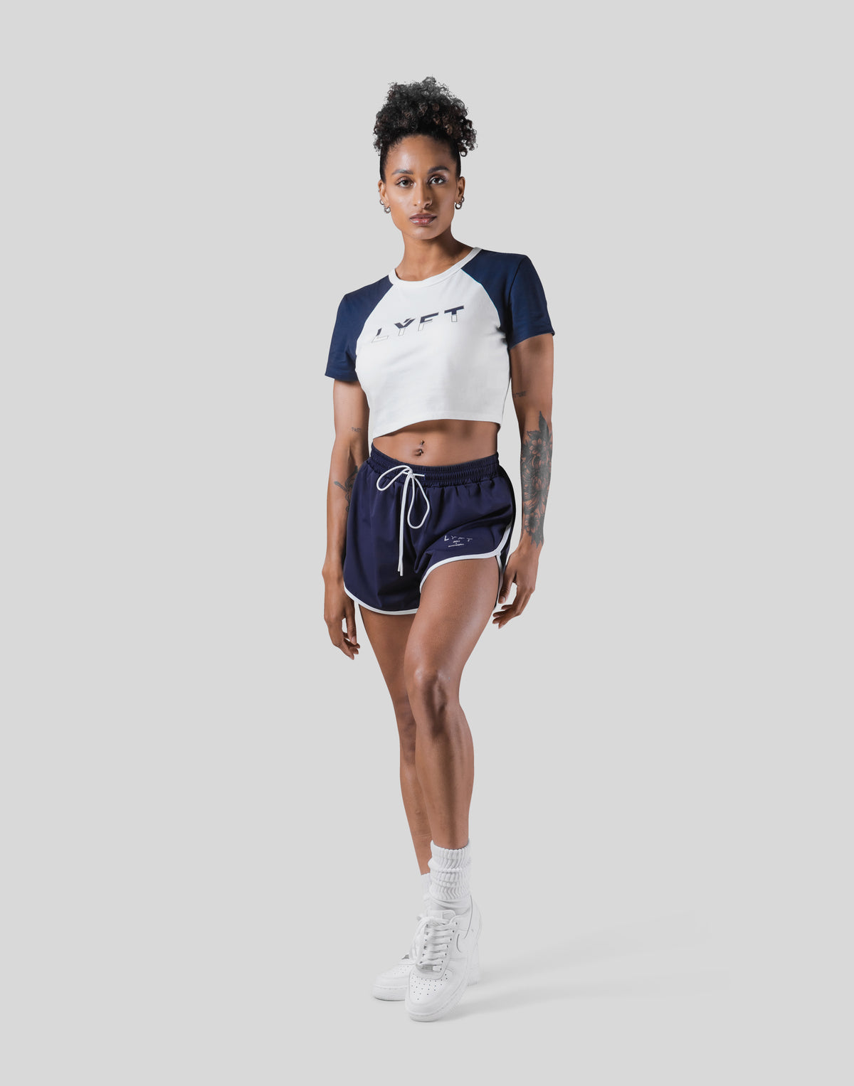 Cropped Raglan T-Shirt - Navy