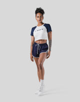 Cropped Raglan T-Shirt - Navy