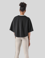 LÝFT Club Wide Cropped T-Shirt - Black
