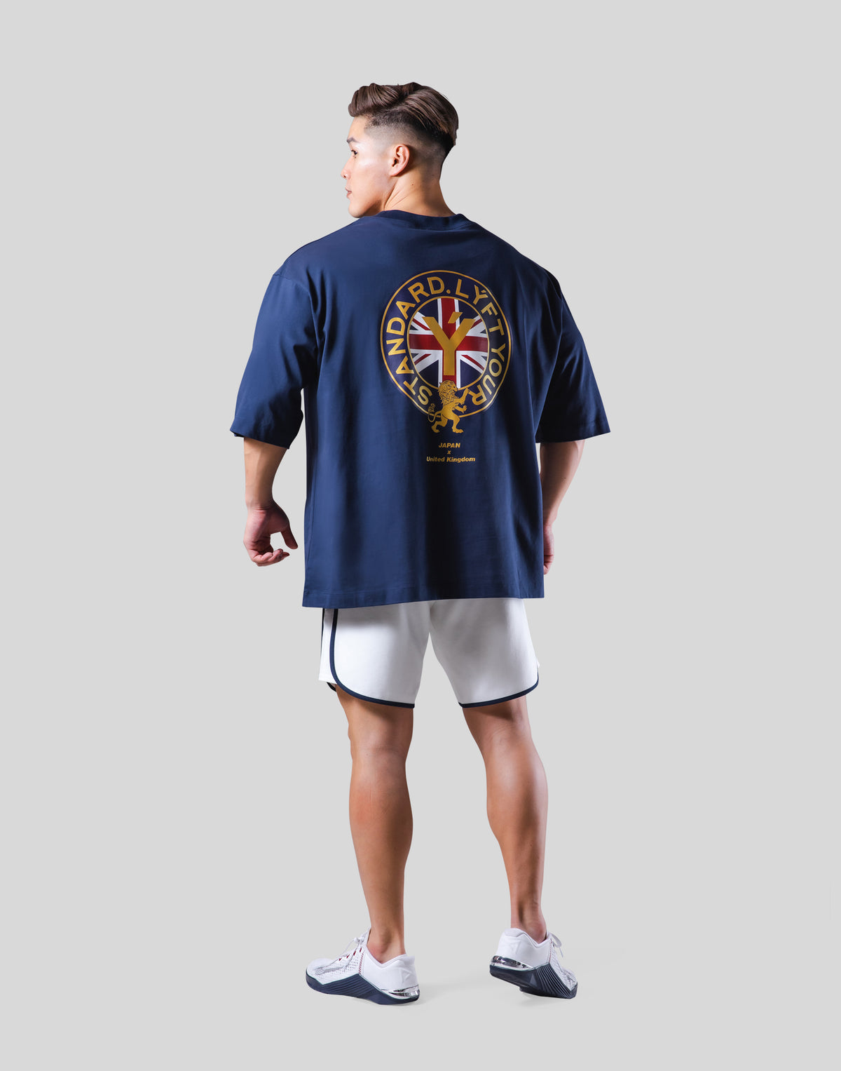 Back Gold Emblem Extra Big T-Shirt - Navy