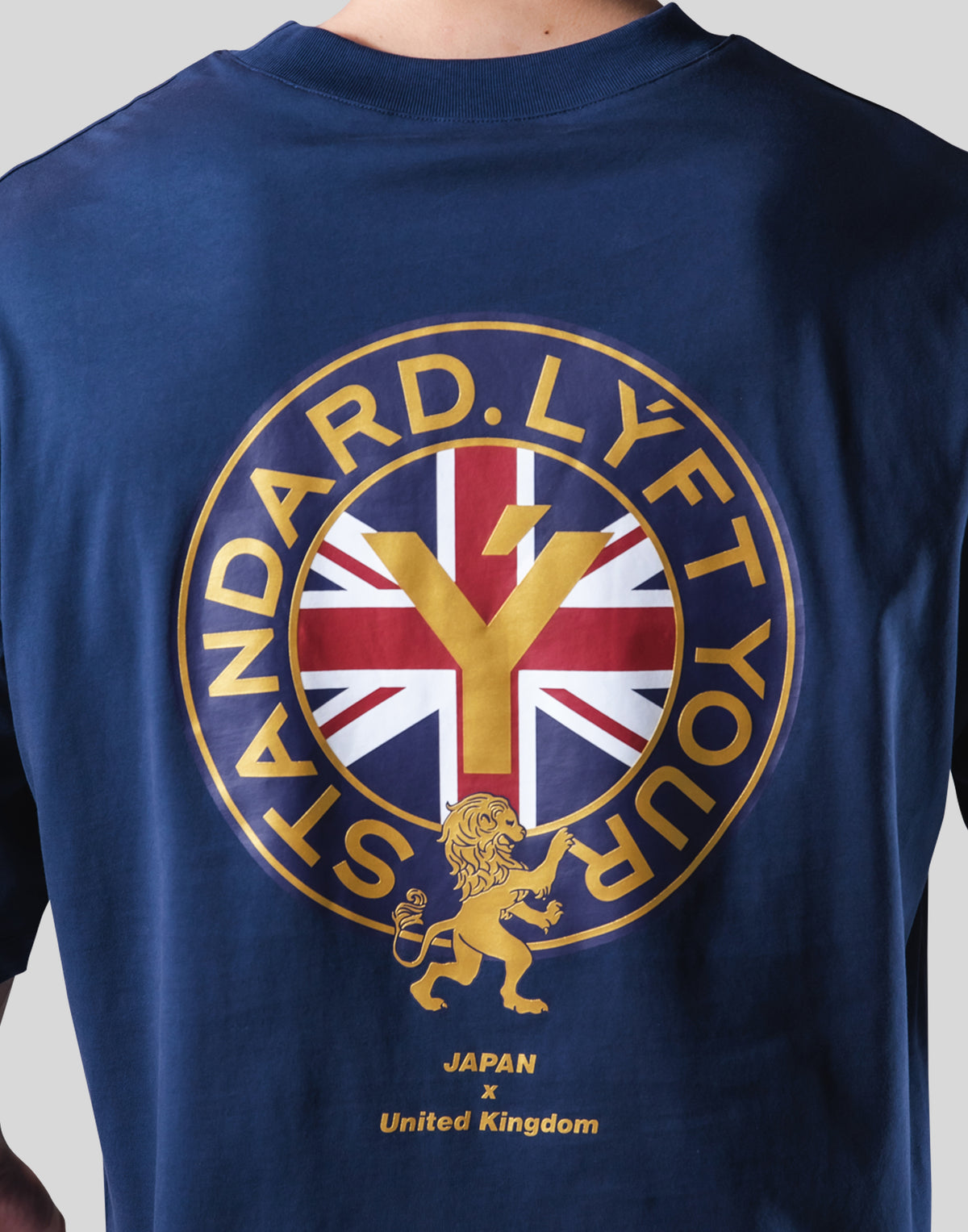 Back Gold Emblem Extra Big T-Shirt - Navy