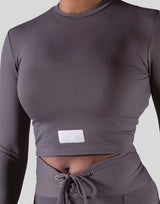 Ribbed Long Sleeve T-Shirt - Ash Grey