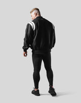 Round Shoulder Stadium Jacket - Black