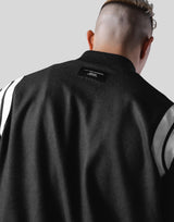 Round Shoulder Stadium Jacket - Black