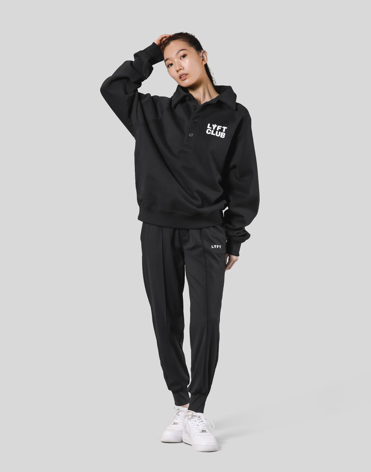 LÝFT Club Sweat Polo Shirt - Black