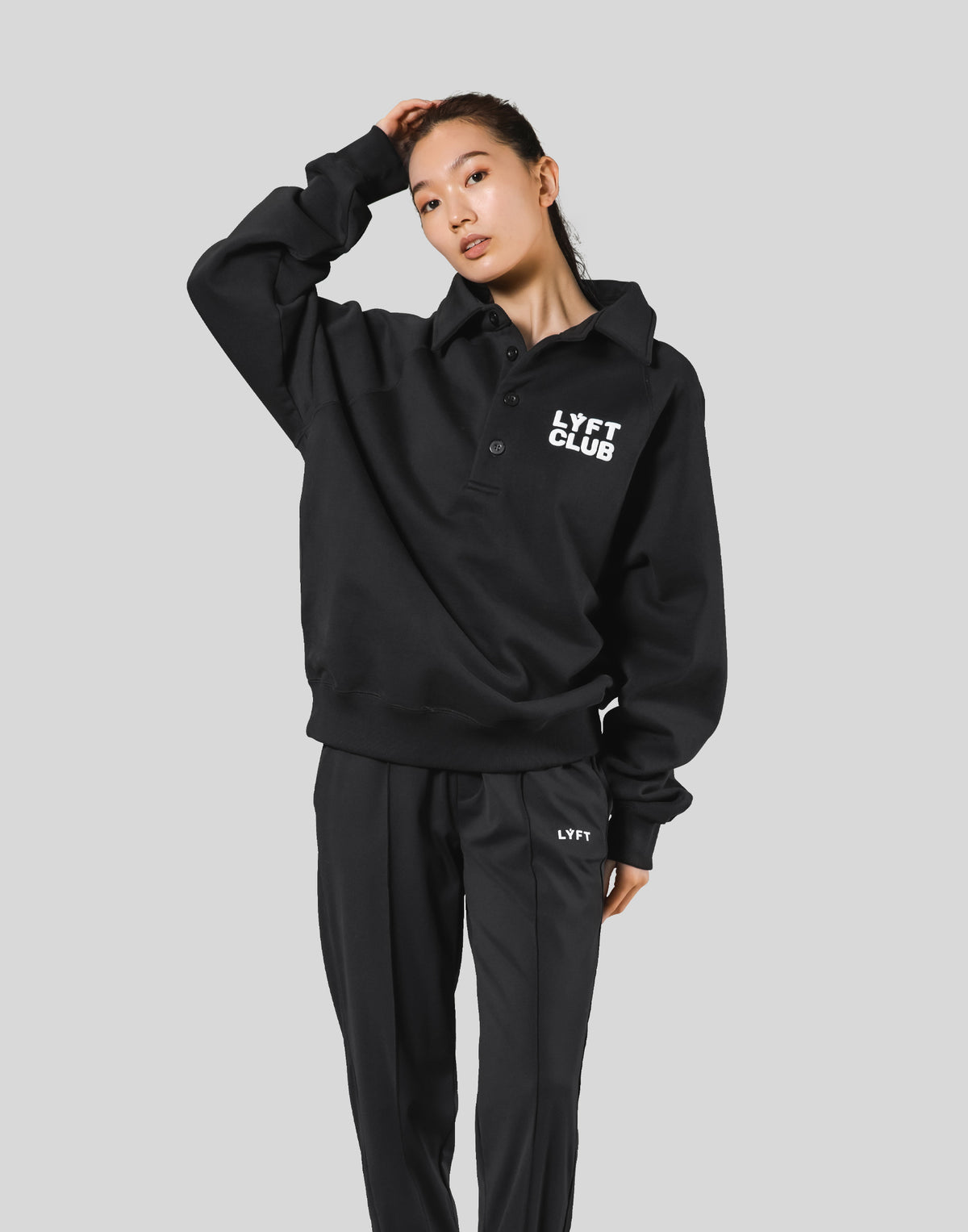 LÝFT Club Sweat Polo Shirt - Black