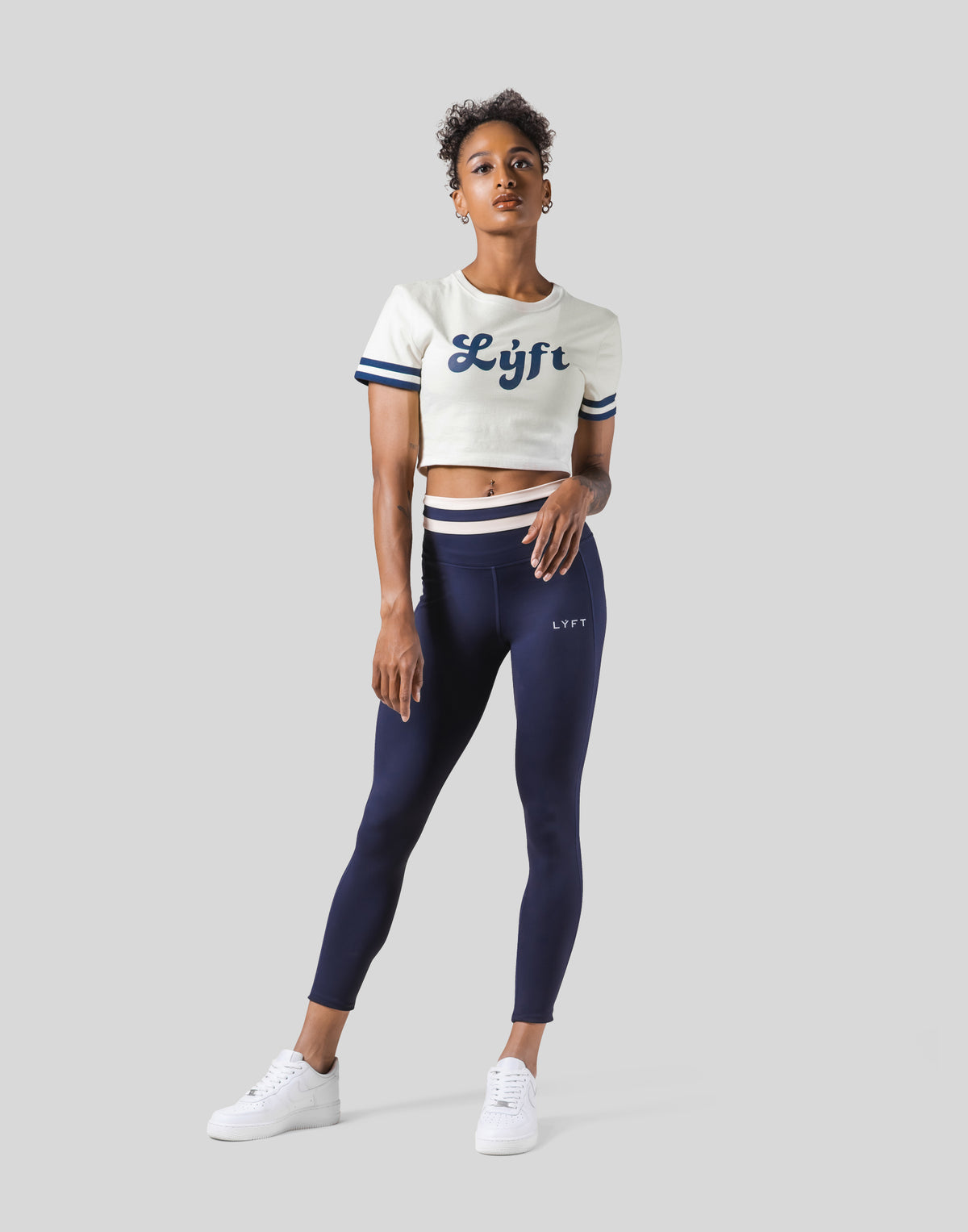 Old Logo Stripe Rib Cropped T-Shirt - Ivory