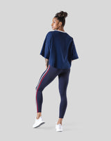 LÝFT Club Wide Cropped T-Shirt - Navy