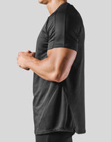 Side Mesh Stretch T-Shirt - Black