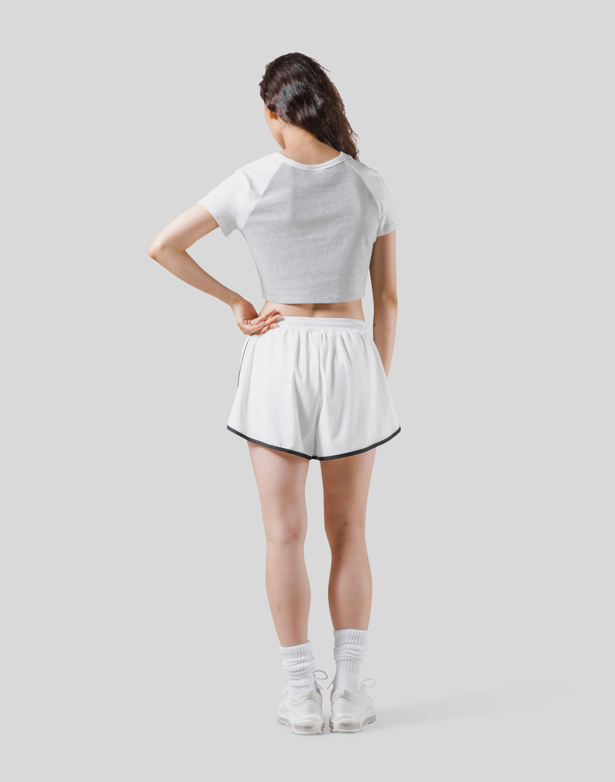 Cropped Raglan T-Shirt - Grey