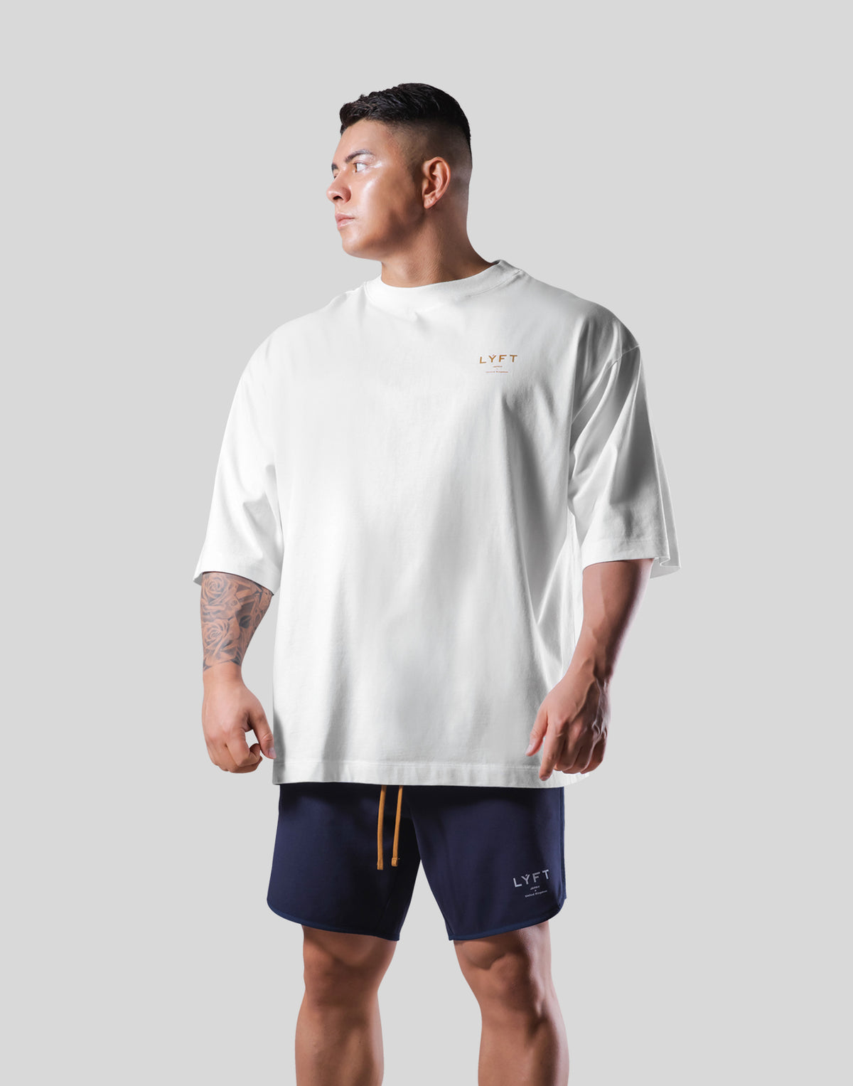 Back Gold Emblem Extra Big T-Shirt - White