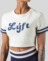 Old Logo Stripe Rib Cropped T-Shirt - Ivory