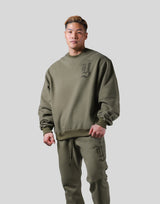 Old English Extra Wide Crewneck Sweat - Olive