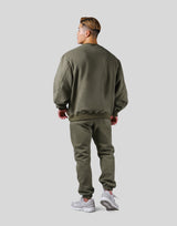 Old English Extra Wide Crewneck Sweat - Olive