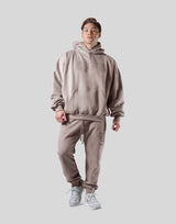 Old English Extra Wide Pullover Hoodie - Beige
