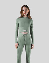 Ribbed Long Sleeve T-Shirt - Melty Green