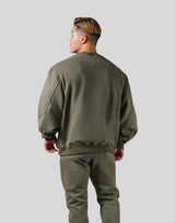 Old English Extra Wide Crewneck Sweat - Olive