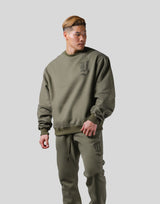 Old English Extra Wide Crewneck Sweat - Olive