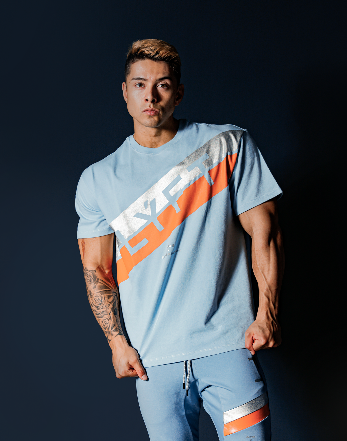 Stripe Big Size T-Shirt - L.Blue