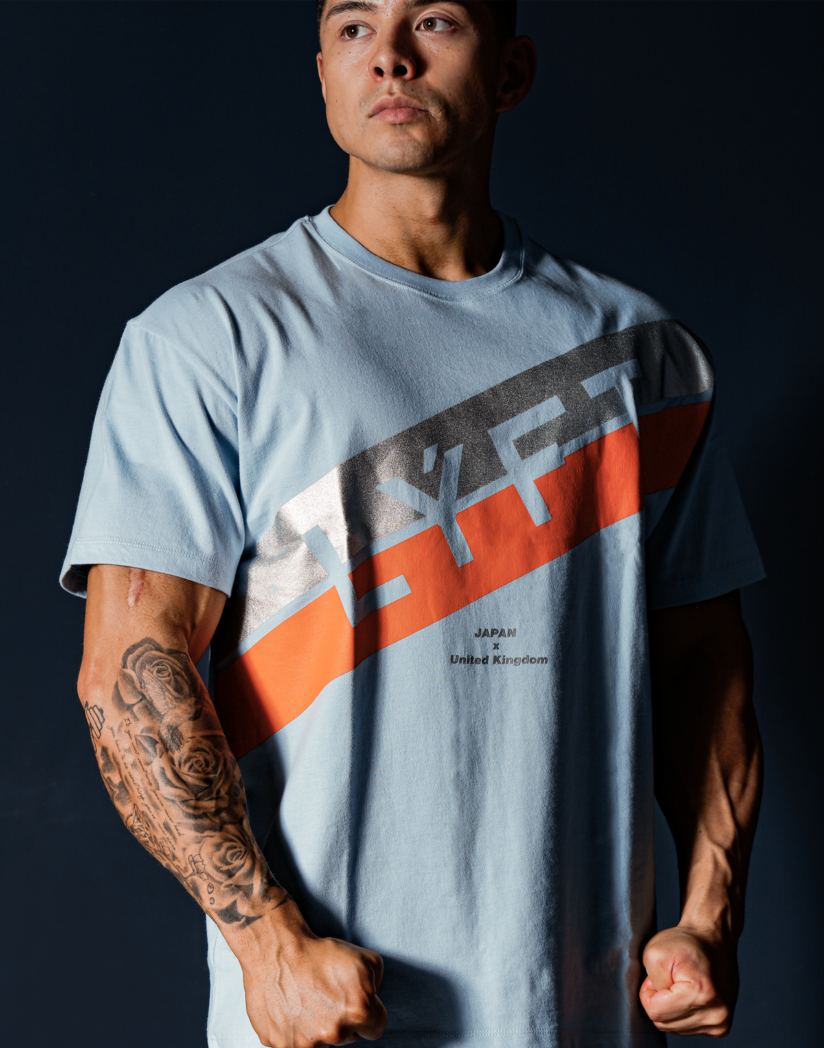 Stripe Big Size T-Shirt - L.Blue