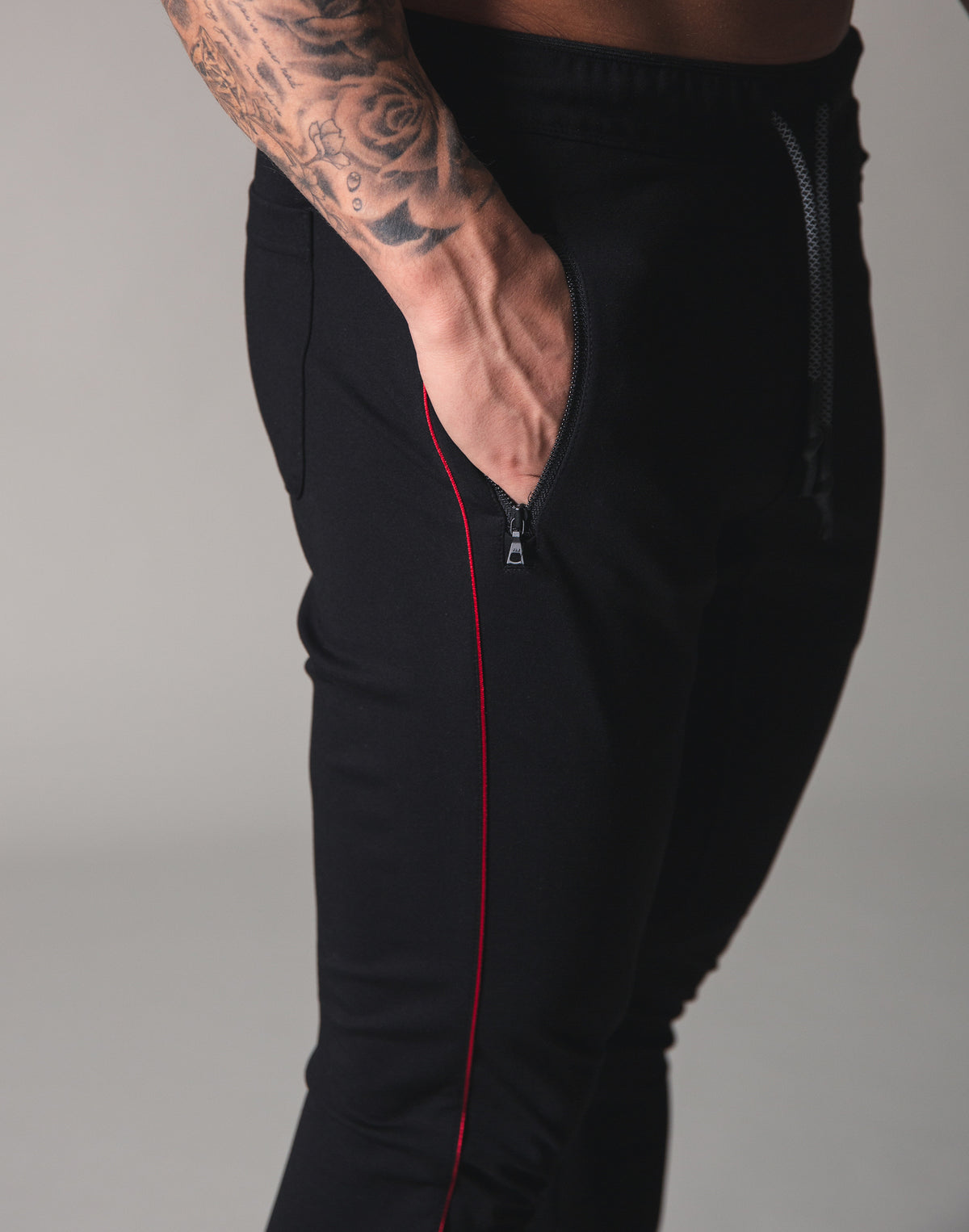Piping 2Way Stretch Pants - Black